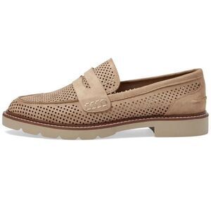 NWT Anne Klein Emmylou Suede Slip on Penny Loafers Natural Tan Size 7.5